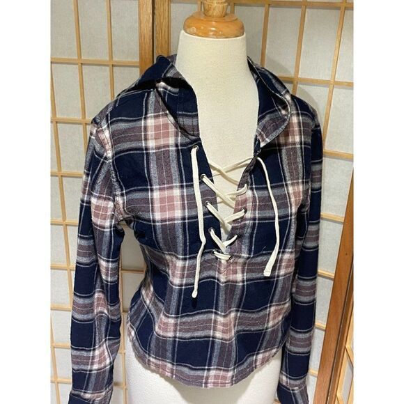 Garage XS Flannel Cropped Hoodie - Picture 1 of 13